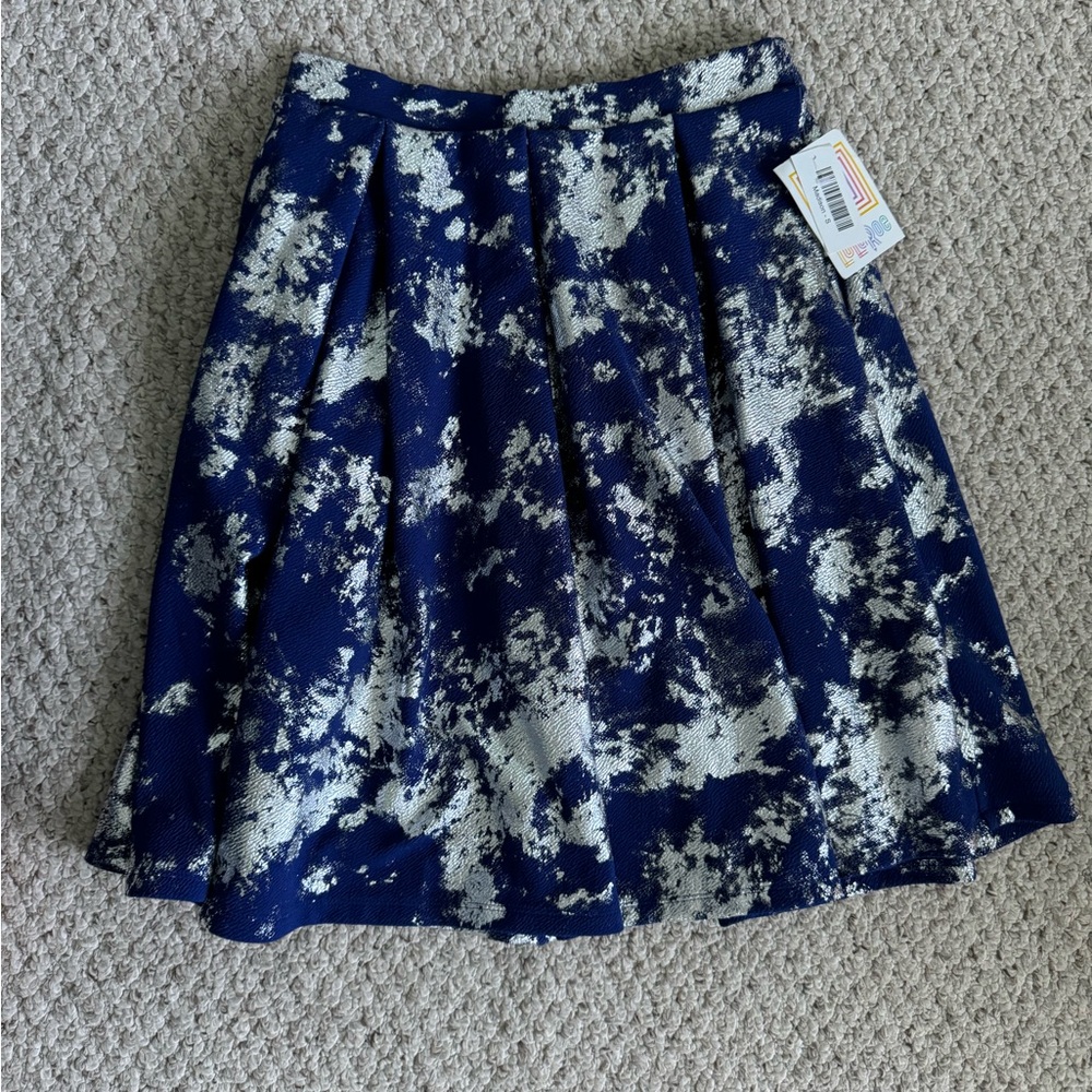 LulaRoe blue and silver midi skirt